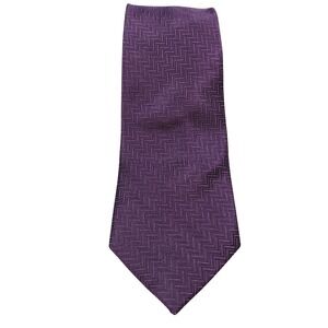 The Tie Bar Silk Tie Purple Herringbone Pattern Necktie 3.5"x59"